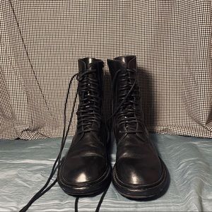 Ann Demeulemeester Black Lace-Up Combat Boots